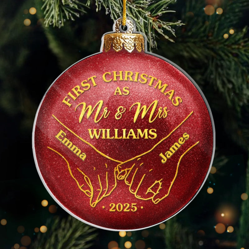 Custom Acrylic Ornament - Personalized Anniversary Christmas Wedding Gifts For Husband And Wife, Him And Her - First Christmas, Forever To Go