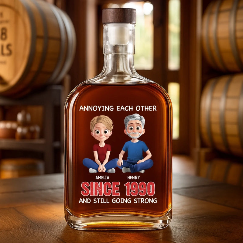Custom Whiskey Bottle - Personalized Anniversary Wedding Gifts For Husband And Wife, Him And Her - Cheers To Tolerating Each Other