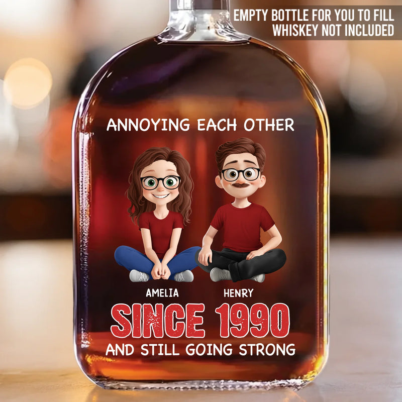 Custom Whiskey Bottle - Personalized Anniversary Wedding Gifts For Husband And Wife, Him And Her - Cheers To Tolerating Each Other