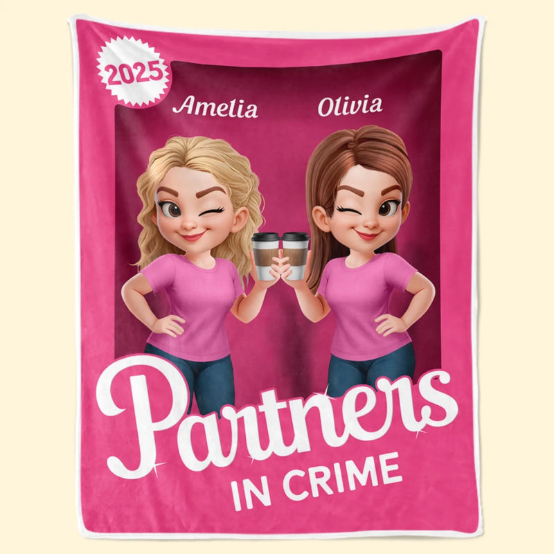 Custom Blanket - Personalized Best Friend Birthday Gifts For Women, Besties, Sisters, BFF - Crime Partners Forever Side By Side