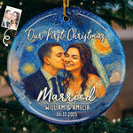 Custom Photo Ceramic Ornament - Personalized Anniversary Christmas Wedding Gifts For Husband And Wife, Him And Her - Jingle Bells And Wedding Bells