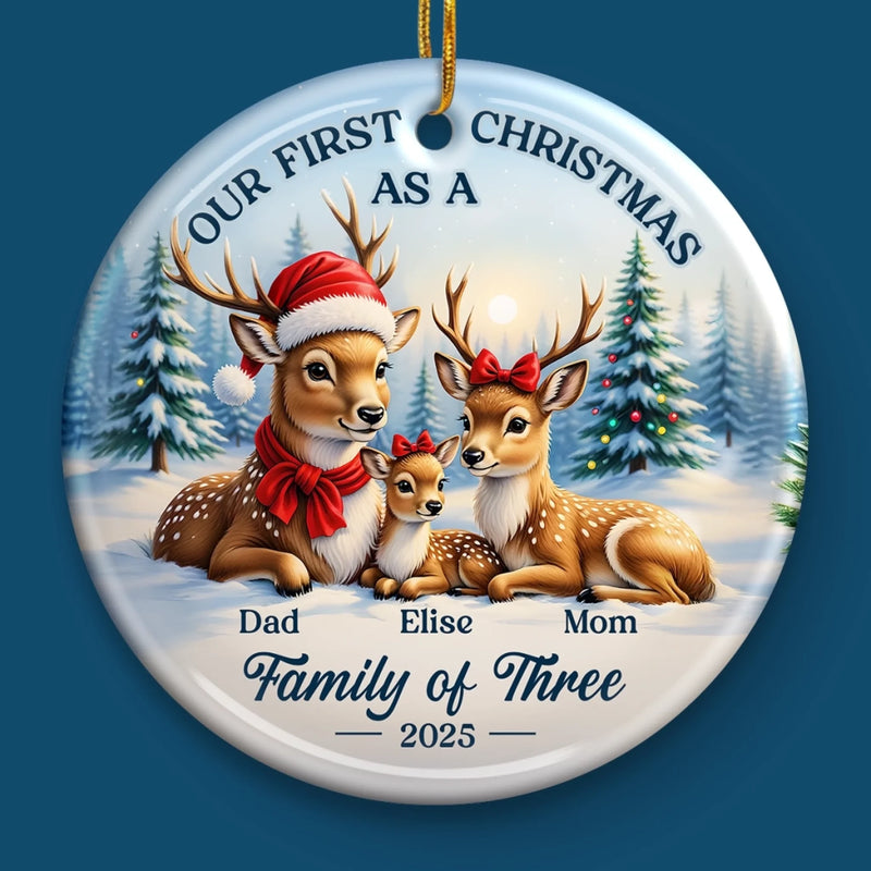 Custom Ceramic Ornament - Personalized Christmas Birthday Gifts For Mom, Dad, Kids - Celebrating Christmas As A Trio