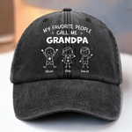 Custom Vintage Washed Denim Baseball Cap - Personalized Birthday Gifts For Grandpa - Loved By My Favorite Crew