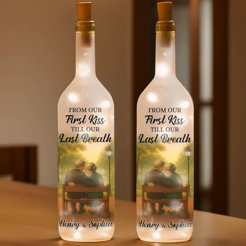 Custom Bottle Lamp - Personalized Anniversary Wedding Gifts For Husband And Wife, Him And Her - Together Through Every Final Breath