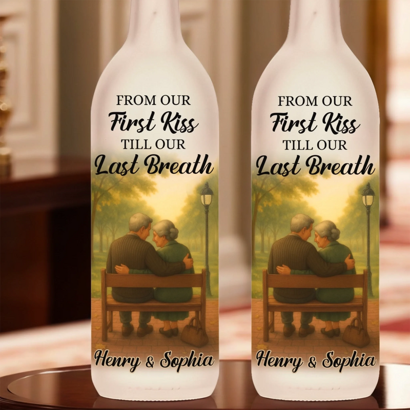 Custom Bottle Lamp - Personalized Anniversary Wedding Gifts For Husband And Wife, Him And Her - Together Through Every Final Breath