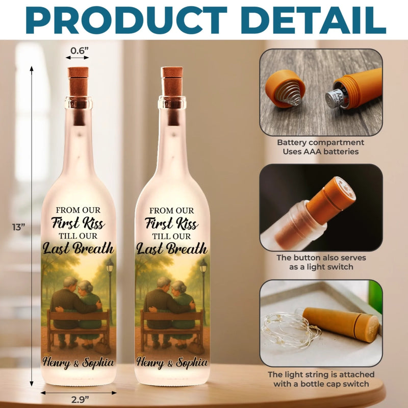 Custom Bottle Lamp - Personalized Anniversary Wedding Gifts For Husband And Wife, Him And Her - Together Through Every Final Breath