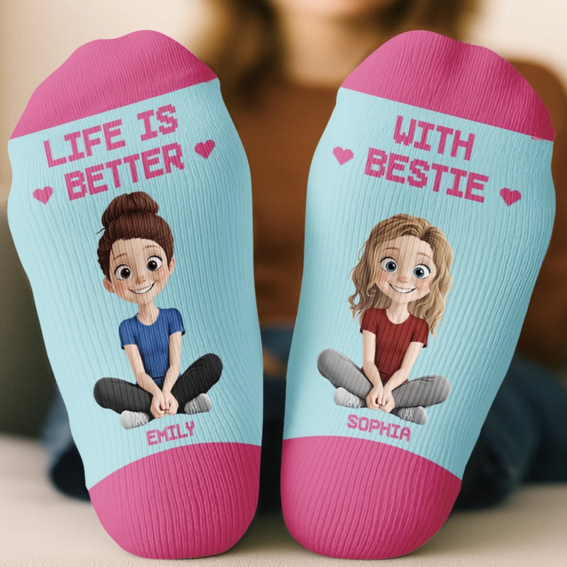 Custom Crew Socks - Personalized Best Friend Birthday Gifts For Women, Besties, Sisters, BFF - Life Is Better