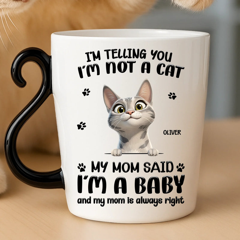 Custom 12oz Cat Handle Ceramic Mug - Personalized Birthday Gifts For Cat Lovers, Cat Mom And Dad - World’s Tiniest Fur Baby