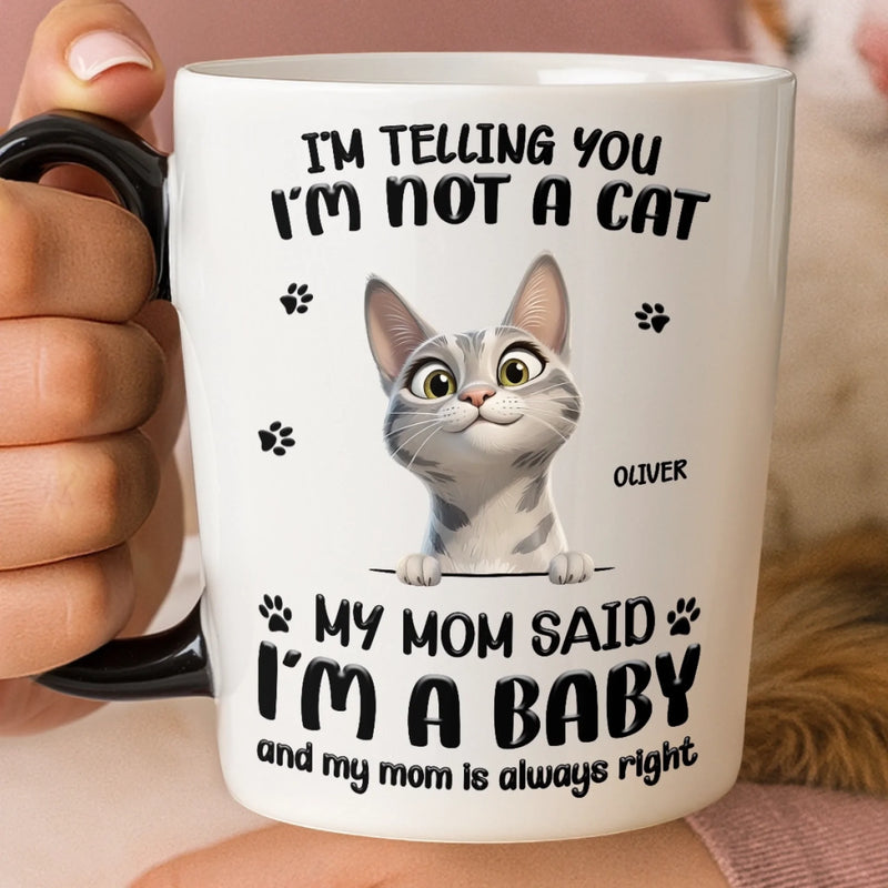 Custom 12oz Cat Handle Ceramic Mug - Personalized Birthday Gifts For Cat Lovers, Cat Mom And Dad - World’s Tiniest Fur Baby