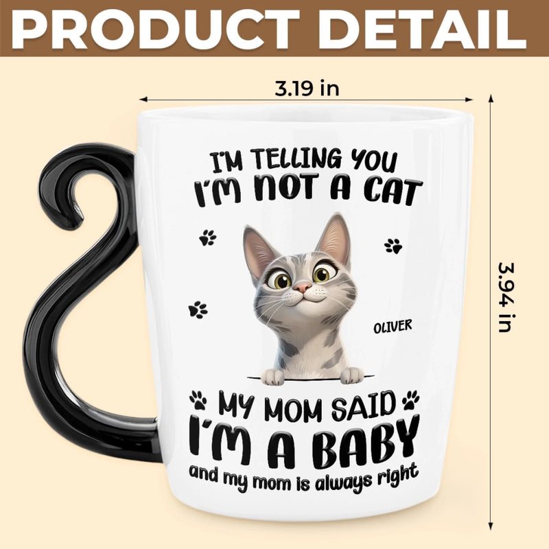 Custom 12oz Cat Handle Ceramic Mug - Personalized Birthday Gifts For Cat Lovers, Cat Mom And Dad - World’s Tiniest Fur Baby