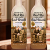 Custom Bottle Lamp - Personalized Anniversary Wedding Gifts For Husband And Wife, Him And Her - First Kiss, Endless True Love