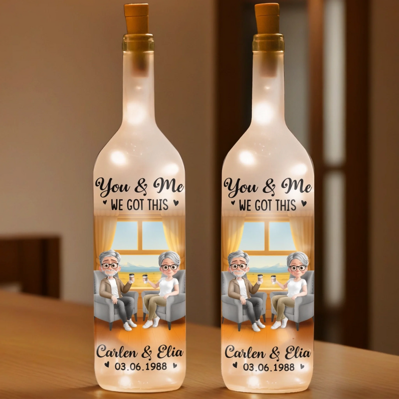 Custom Bottle Lamp - Personalized Anniversary Wedding Gifts For Husband And Wife, Him And Her - Cherished Moments From Start To End