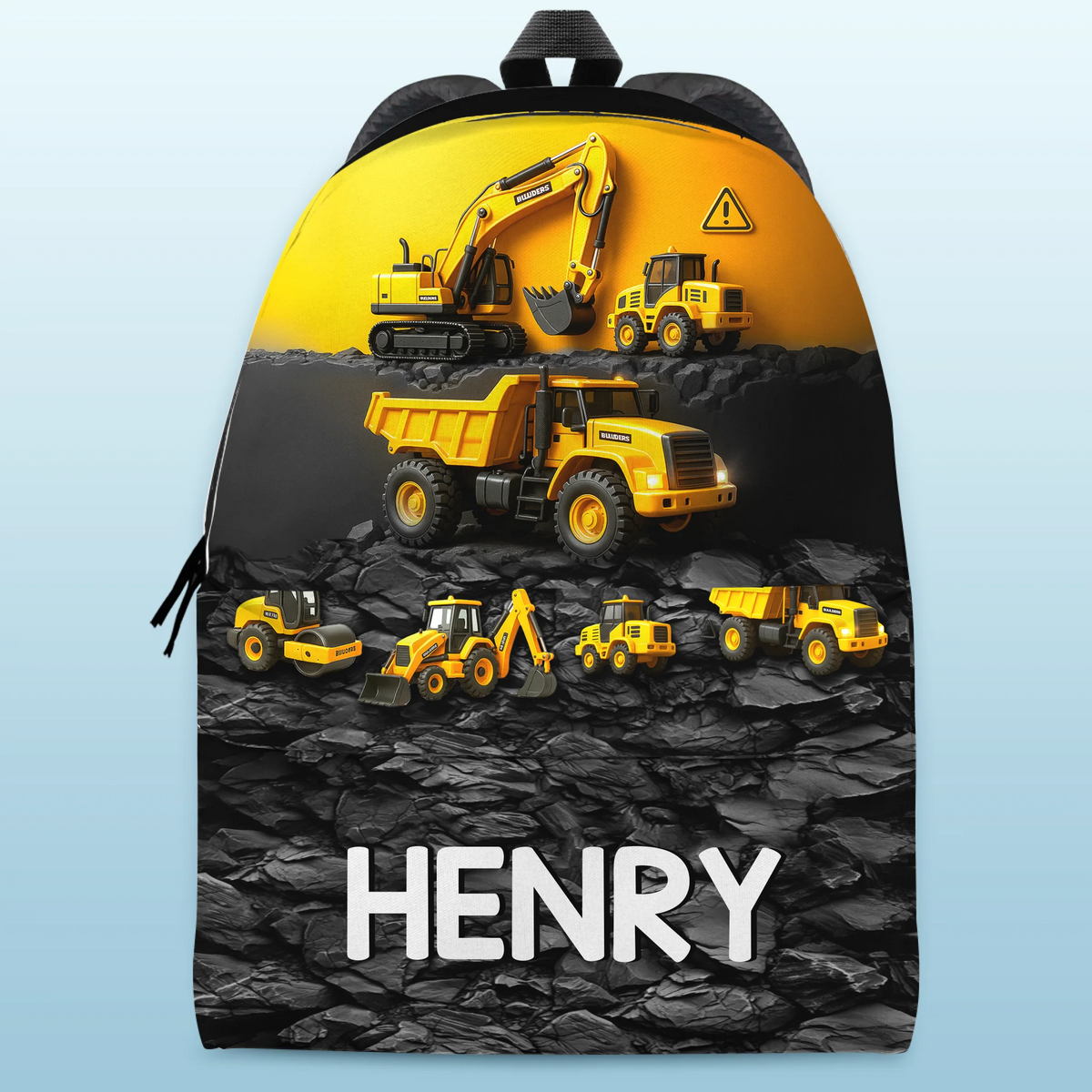 Custom Kids Backpack - Personalized Back To School Gifts For Kids - Mighty Machines On The Move
