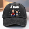 Custom Vintage Washed Denim Baseball Cap - Personalized Birthday Gifts For Dad - Dad and His Crew