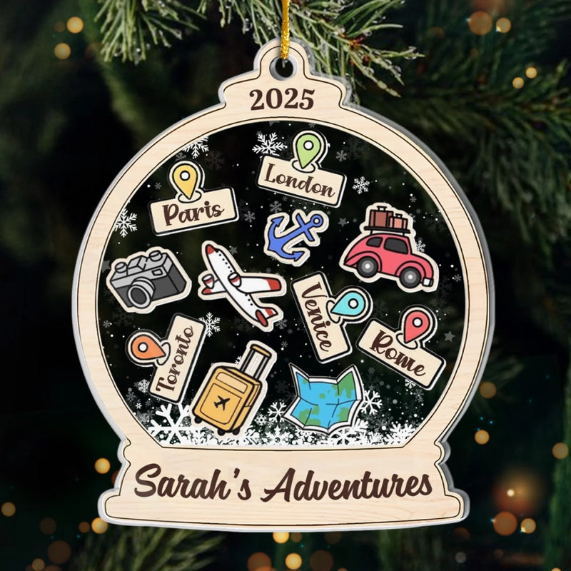 My Memorable And Fun Trips - Travel Personalized Custom Ornament - Acrylic Custom Shaped - Christmas Gift For Family Members, Gift For Adventure Travel Lovers