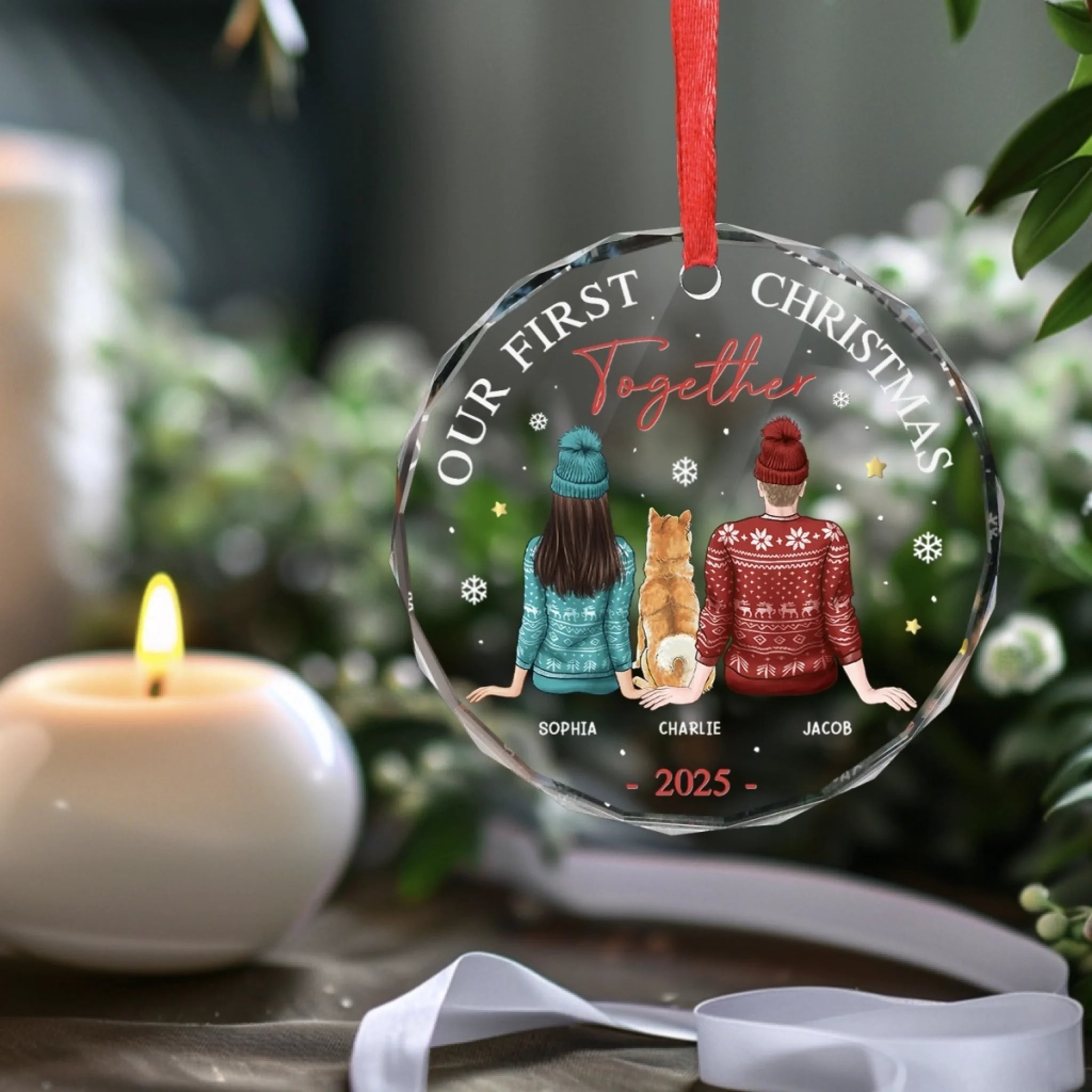 Personalized Black Cat Christmas Ornament – Custom Ceramic Pet Ornament With Berry Branch, Gift For Cat Lovers - View #8
