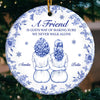 Custom Ceramic Ornament - Personalized Best Friend Birthday Gifts For Women, Besties, Sisters, BFF - With A Friend We Never Walk Alone