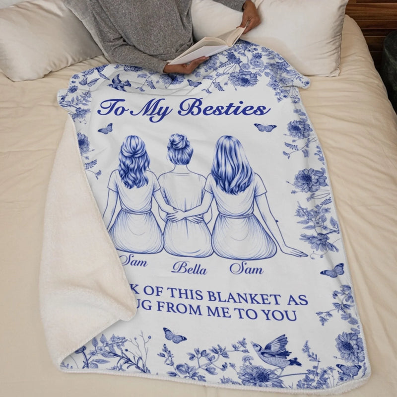 Custom Blanket - Personalized Best Friend Birthday Gifts For Women, Besties, Sisters, BFF - Always Connected By Heart
