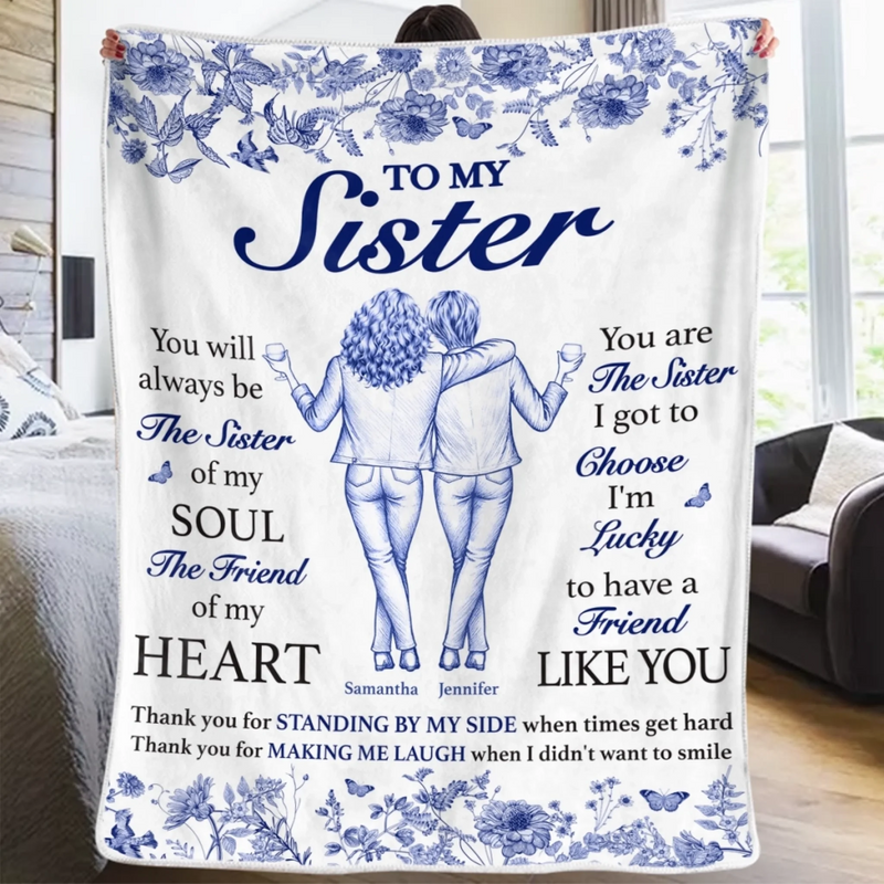 Custom Blanket - Personalized Best Friend Birthday Gifts For Women, Besties, Sisters, BFF - Lucky To Have A Friend Like You
