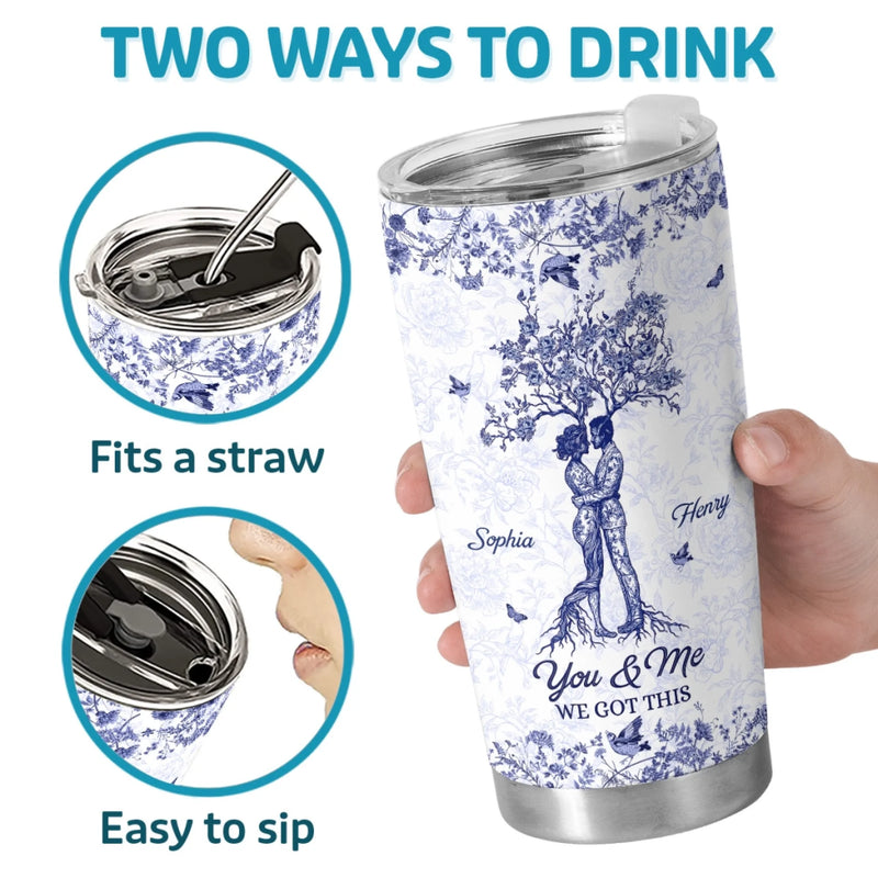 Custom Tumbler - Personalized Anniversary Wedding Gifts For Husband And Wife, Him And Her - Hand In Hand We Thrive