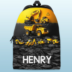 Custom Kids Backpack - Personalized Back To School Gifts For Kids - Mighty Machines On The Move
