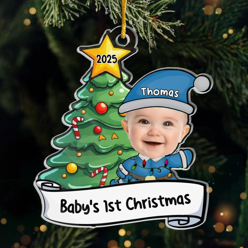 Custom Photo Let's Rock Around The Christmas Tree And Make Merry Memories - Family Personalized Custom Ornament - Acrylic Custom Shaped - Christmas Gift For Baby Kids, Newborn Baby