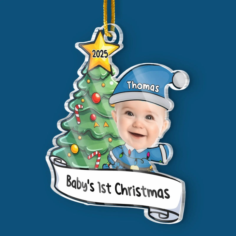 Custom Photo Let's Rock Around The Christmas Tree And Make Merry Memories - Family Personalized Custom Ornament - Acrylic Custom Shaped - Christmas Gift For Baby Kids, Newborn Baby