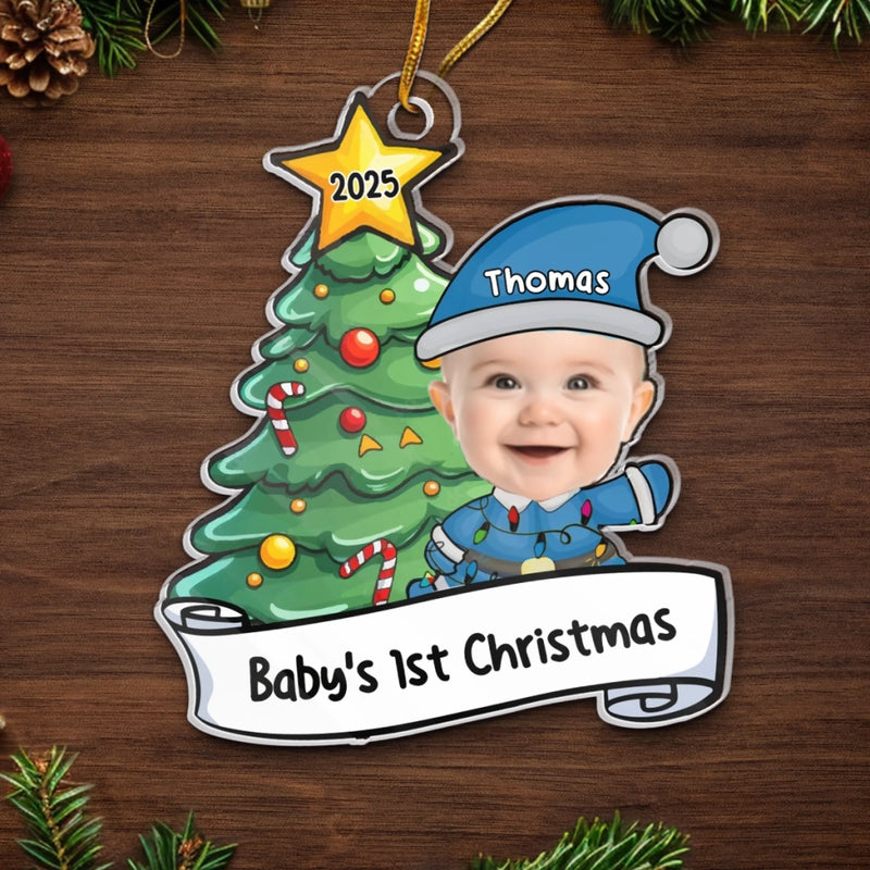 Custom Photo Let's Rock Around The Christmas Tree And Make Merry Memories - Family Personalized Custom Ornament - Acrylic Custom Shaped - Christmas Gift For Baby Kids, Newborn Baby