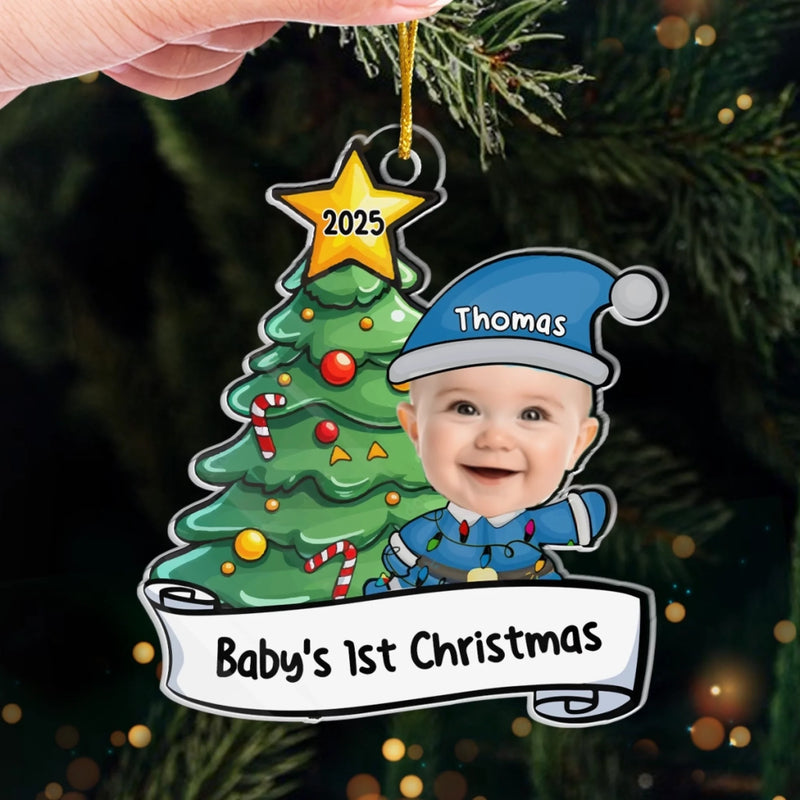 Custom Photo Let's Rock Around The Christmas Tree And Make Merry Memories - Family Personalized Custom Ornament - Acrylic Custom Shaped - Christmas Gift For Baby Kids, Newborn Baby