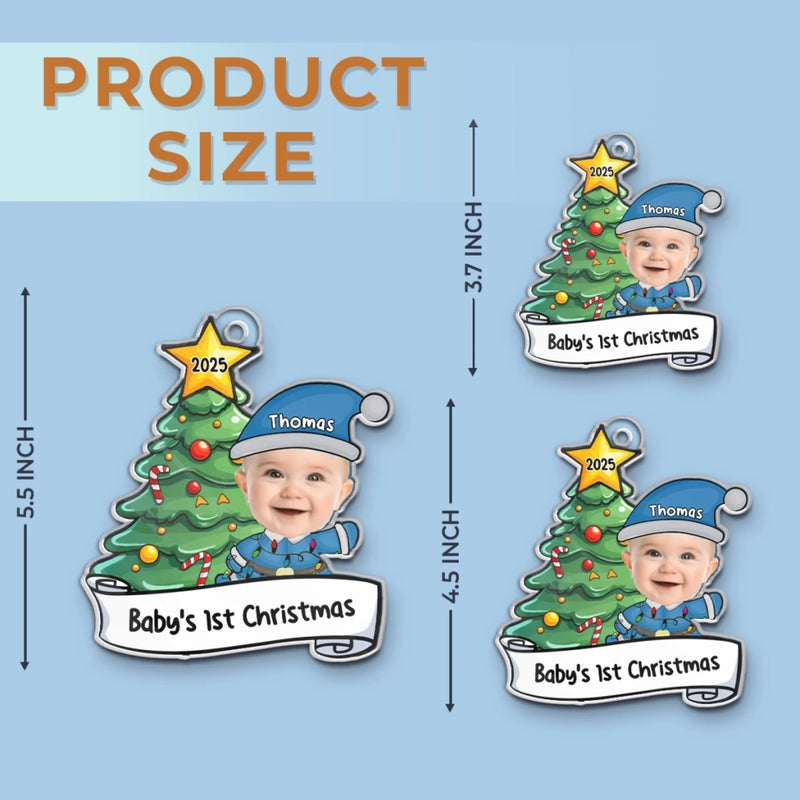 Custom Photo Let's Rock Around The Christmas Tree And Make Merry Memories - Family Personalized Custom Ornament - Acrylic Custom Shaped - Christmas Gift For Baby Kids, Newborn Baby
