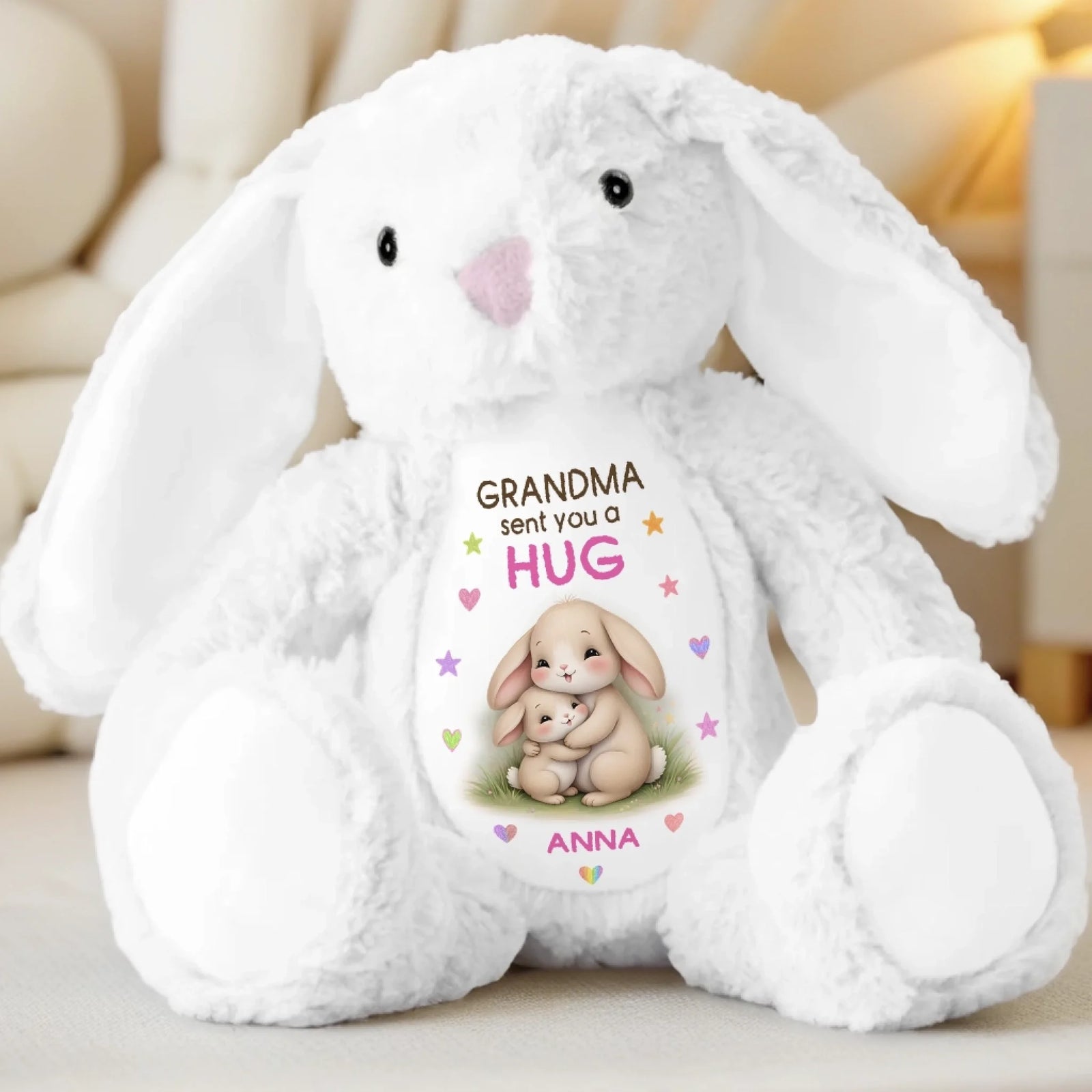 Custom Easter Bunny Plush - Personalized Birthday Gifts For Mom, Grandma - Love Wrapped In A Hug