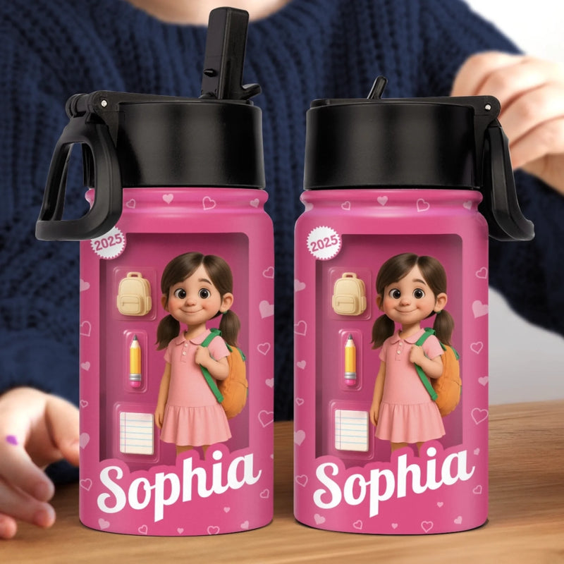 Custom Photo 3D Inflated Effect Printed Kids Water Bottle - Personalized Back To School Gifts For Kids - Let’s Make This School Year Magical