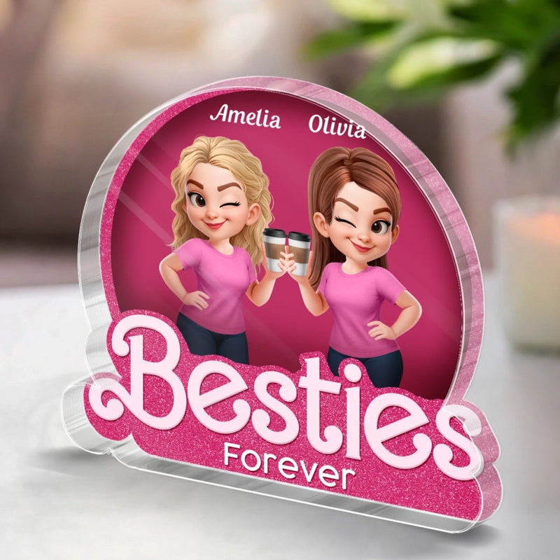 Custom Acrylic Plaque - Personalized Best Friend Birthday Gifts For Women, Besties, Sisters, BFF - Besties Forever Side By Side