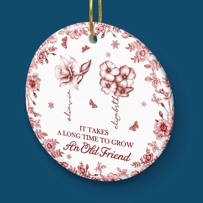 Custom Ceramic Ornament - Personalized Best Friend Birthday Gifts For Women, Besties, Sisters, BFF - True Friendship Grows With Time