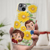 Custom 3D Inflated Effect Printed Clear Phone Case - Personalized Birthday Gifts For Mom, Grandma - Blooming With Joy Together