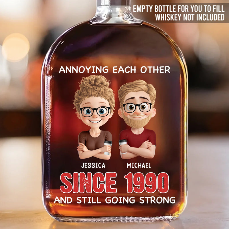 Custom Whiskey Bottle - Personalized Anniversary Wedding Gifts For Husband And Wife, Him And Her - Laughing Through The Wrinkles