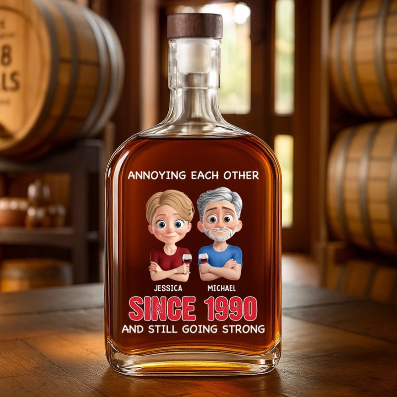 Custom Whiskey Bottle - Personalized Anniversary Wedding Gifts For Husband And Wife, Him And Her - Laughing Through The Wrinkles