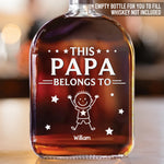 Custom Name Papa Gifts for Dad - Personalized Round Whiskey Bottle