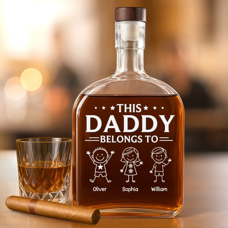 Custom Whiskey Bottle - Personalized Birthday Gifts For Dad, Grandpa - This Papa Belongs To