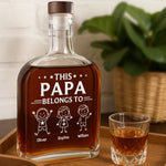 Custom Name Papa Gifts for Dad - Personalized Round Whiskey Bottle