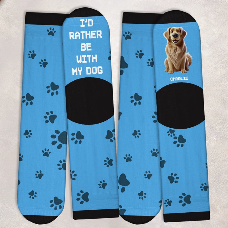 Custom Crew Socks - Personalized Birthday Gifts For Dog Lovers, Dog Dad And Mom - Chillin’ With My Fur Buddy