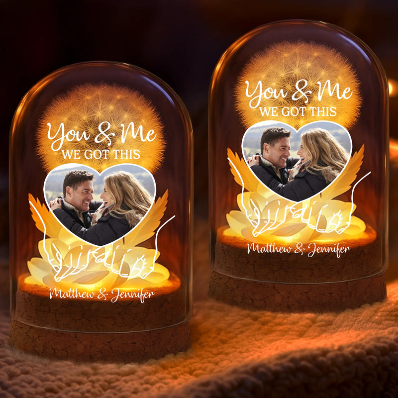 Custom Photo Light Up Dandelion In Glass Dome - Personalized Anniversary Wedding Gifts For Husband And Wife, Him And Her - Our Story, Our Way