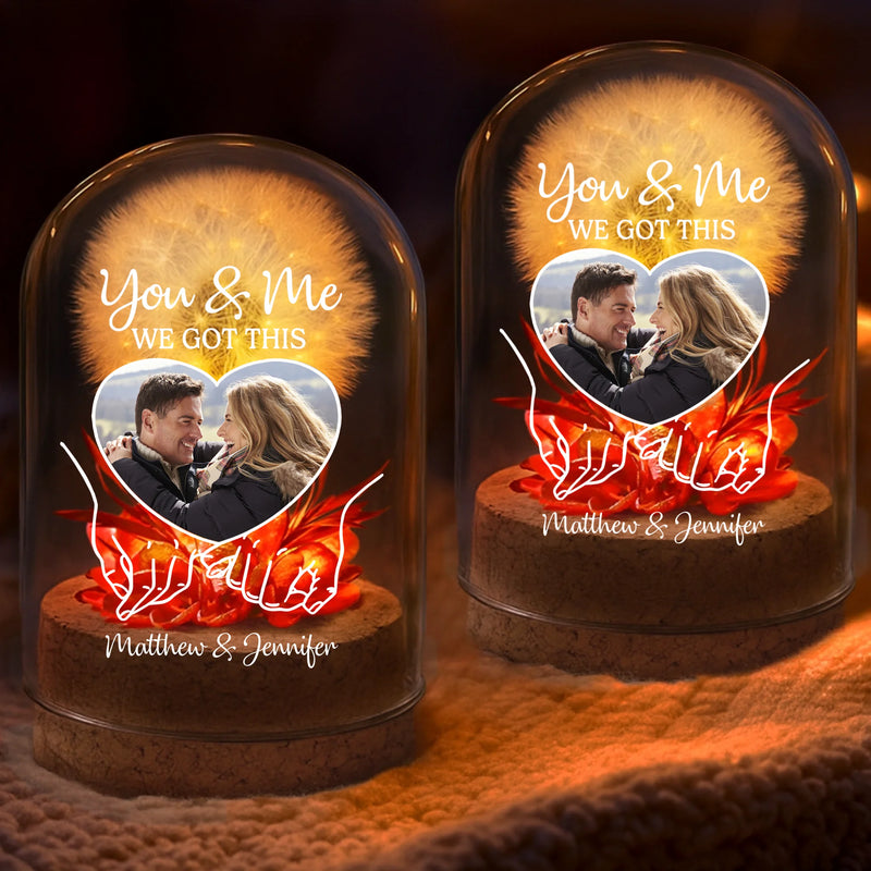 Custom Photo Light Up Dandelion In Glass Dome - Personalized Anniversary Wedding Gifts For Husband And Wife, Him And Her - Our Story, Our Way