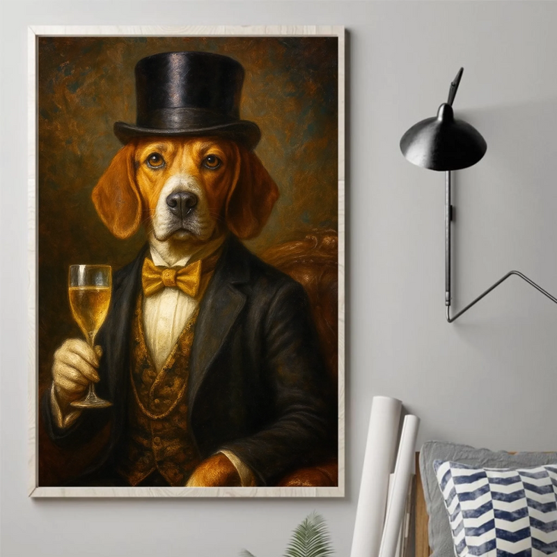 Custom Photo Vertical Poster - Personalized Birthday  Gifts For Dog Cat Lovers, Dog Dad And Mom, Cat Owners - Fine Dog, Finer Wine