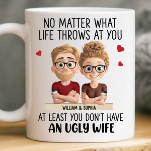 Custom Mug - Personalized Anniversary Wedding Gifts For Husband And Wife, Him And Her - Zero Ugly Wife Detected
