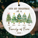The Love In Our Family Tree Is Timeless - Family Personalized Custom Ornament - Ceramic Round Shaped - Christmas Gift For Family Members, First Christmas