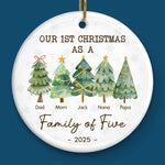 The Love In Our Family Tree Is Timeless - Family Personalized Custom Ornament - Ceramic Round Shaped - Christmas Gift For Family Members, First Christmas