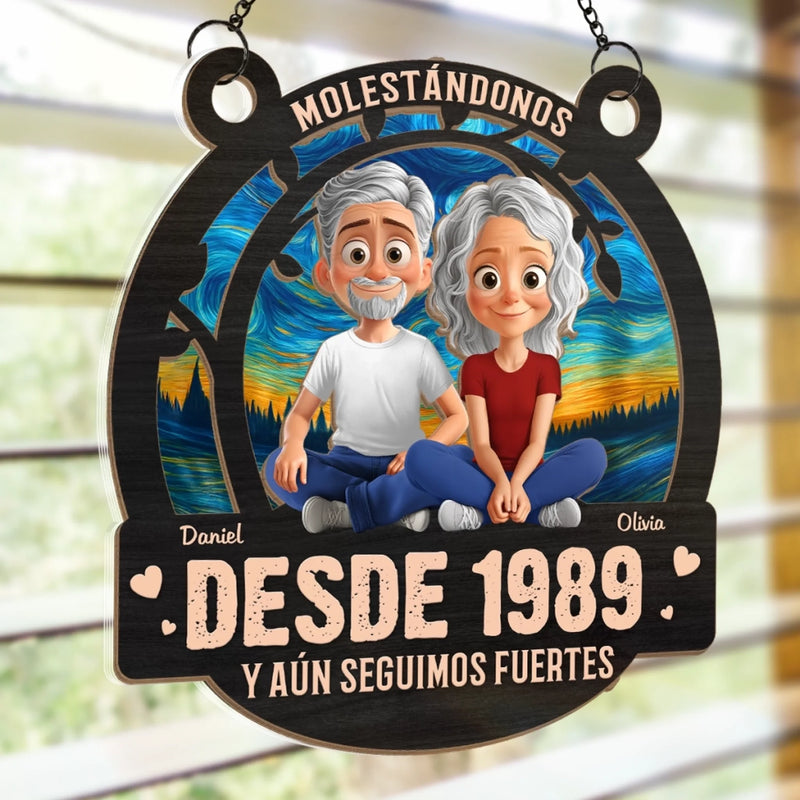 Adorno Colgante de Ventana Personalizado - Regalos Personalizados de Aniversario y Boda para Esposo y Esposa, Él y Ella - Molestándonos Desde