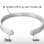 Custom Engraved Stainless Steel Cuff Bracelet - Personalized Best Friend Birthday Gifts For BFF, Best Friends, Sisters - Partners In Crime Forever