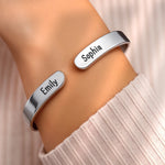 Custom Engraved Stainless Steel Cuff Bracelet - Personalized Best Friend Birthday Gifts For BFF, Best Friends, Sisters - Partners In Crime Forever